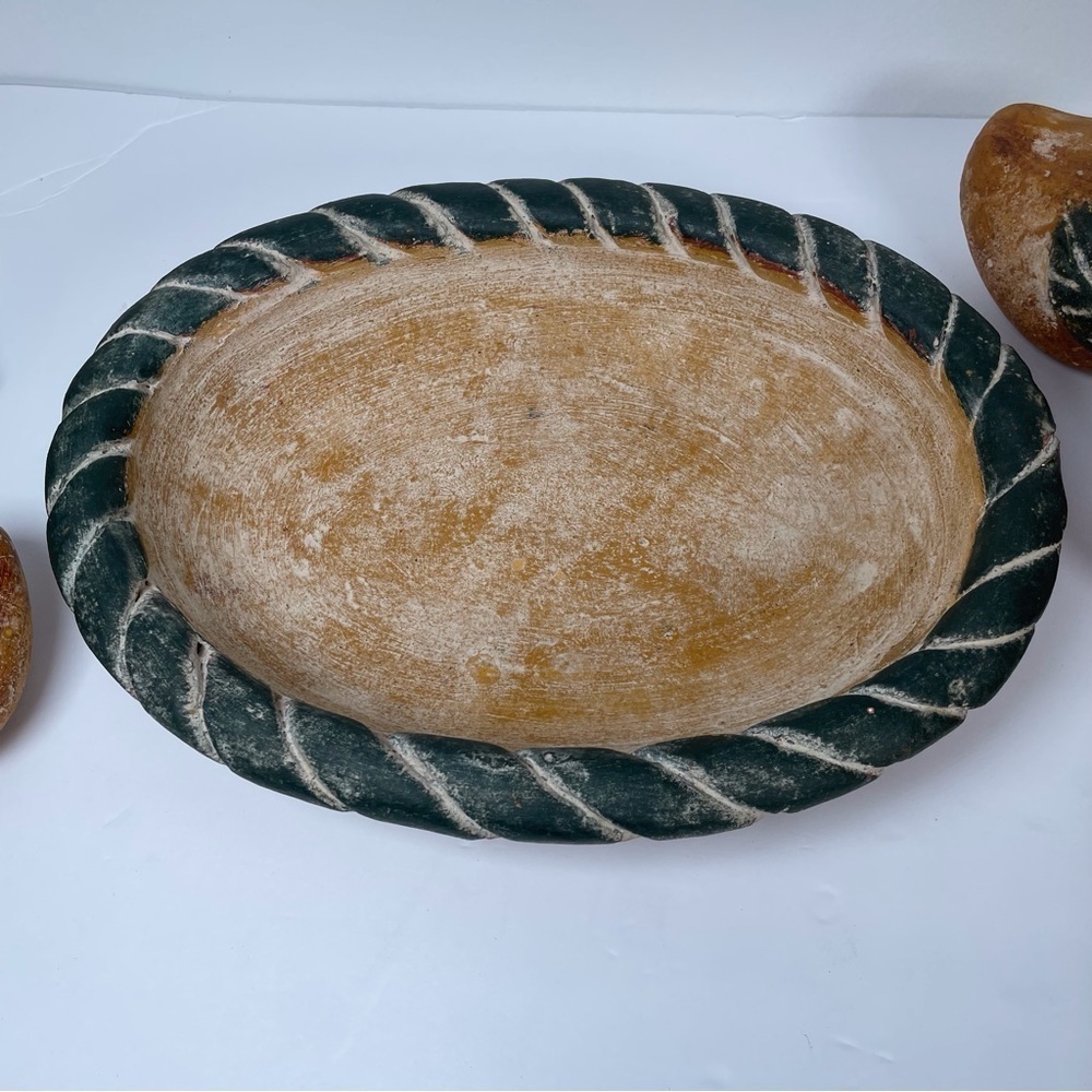 Hand Painted 7 Pieces Terracotta Fruit Bowl Rustic Vintage Vibe Center piece - Picture 5 of 9